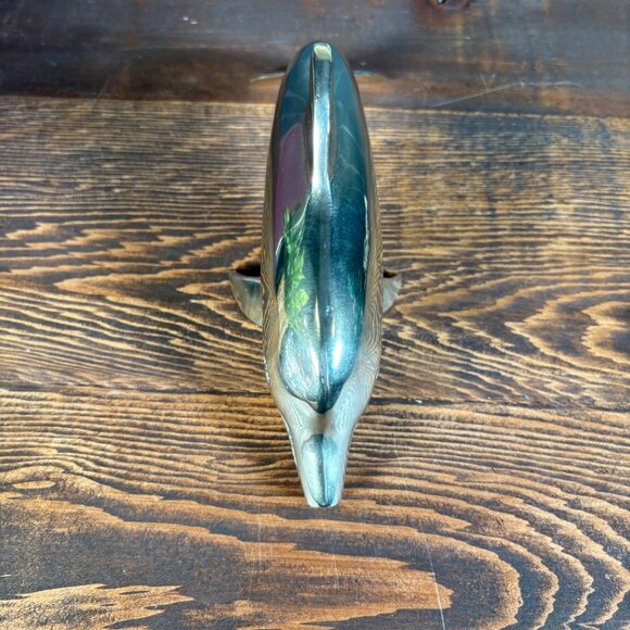 Vintage Brass Dolphin Figurine Nautical Coastal Decor for Shelf Display - Picture 8 of 17